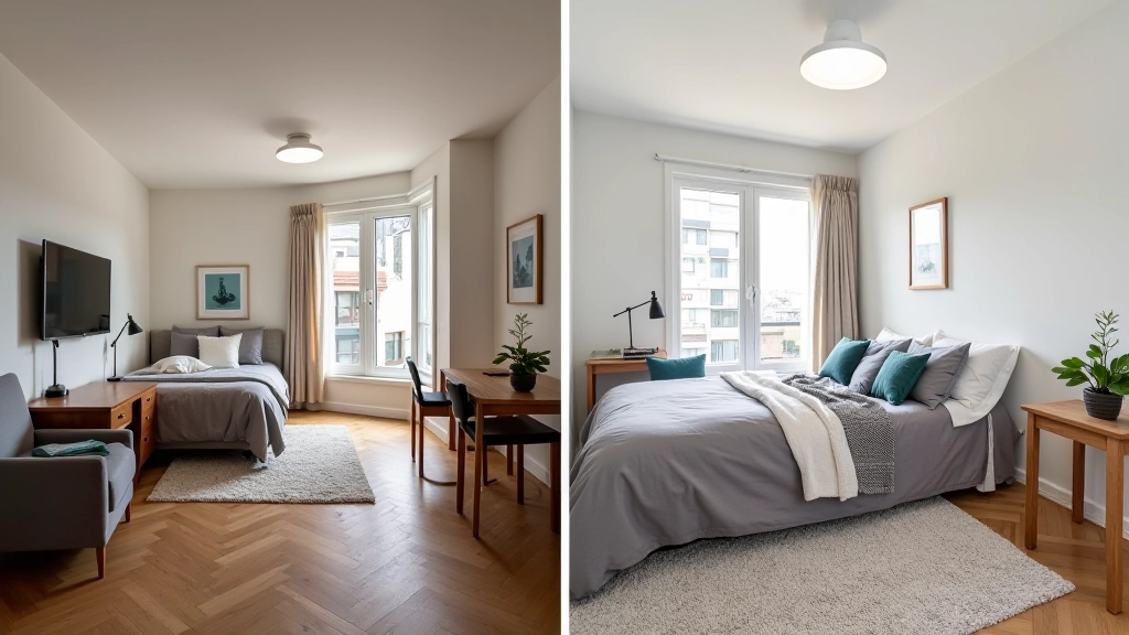 Before and after studio apartment layout transformation