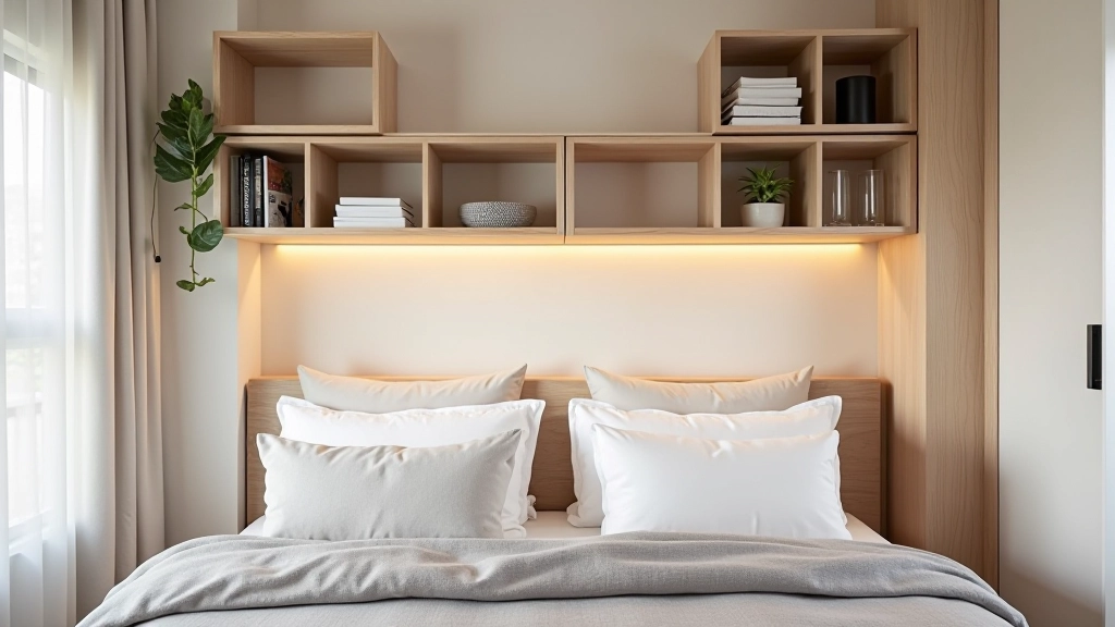Studio apartment with custom built-in storage solutions and organizational systems