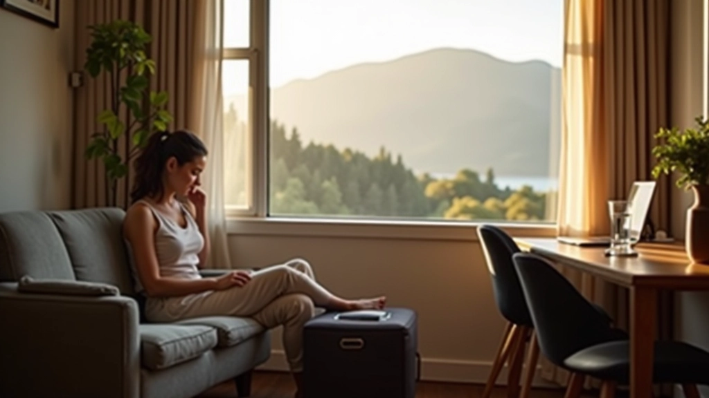 A person enjoying their well-organized compact studio apartment with organized workspace and comfortable living area